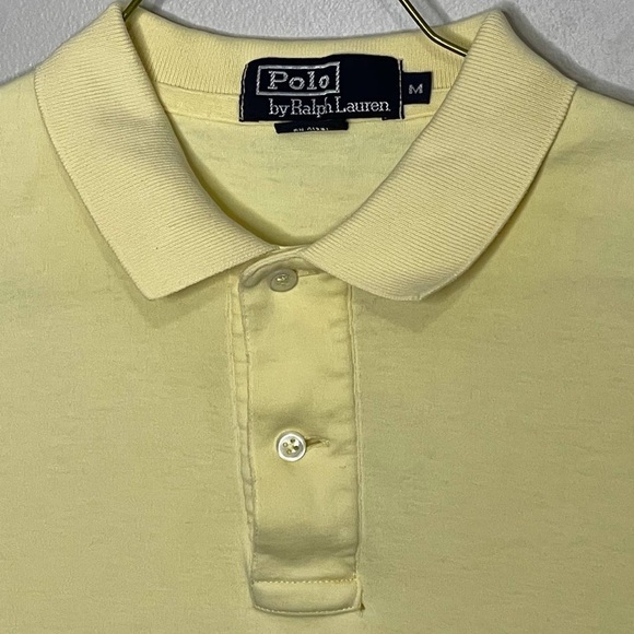 VTG Polo Ralph Lauren Mens Pale Yellow Classic Button Up Down Polo Shirt, Med - Picture 4 of 7